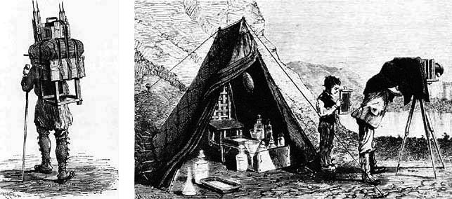 UNKNOWN. European-style Portable Darkroom Tent, 1877.